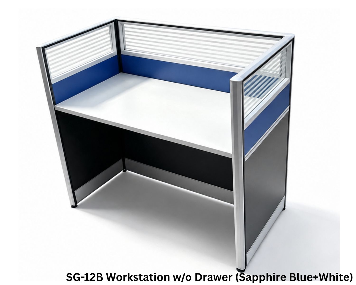 Ofix SG-12B 1-Seater Workstation w/o Drawer (Sapphire Blue+White, Maple+White) (Chair is Not Included), Model: SG-12B Workstation w/o Drawer (Sapphire Blue+White)
