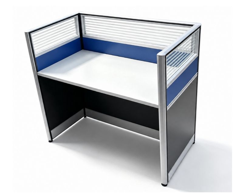 Ofix SG-12B 1-Seater Workstation w/o Drawer (Sapphire Blue+White, Maple+White) (Chair is Not Included)