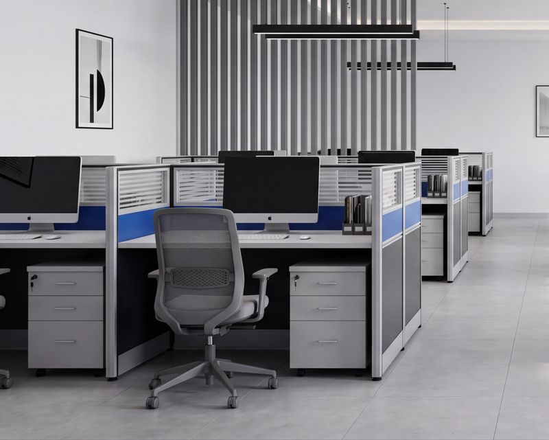 Ofix SG-12A  1-Seater Workstation With Removable Drawer (Sapphire Blue+White) (Chair is Not Included)