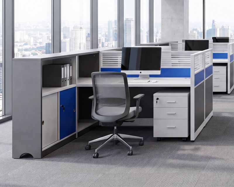 Ofix SD-15 Manager Desk With Removable Drawer (Sapphire Blue+White) (Chair is Not Included)