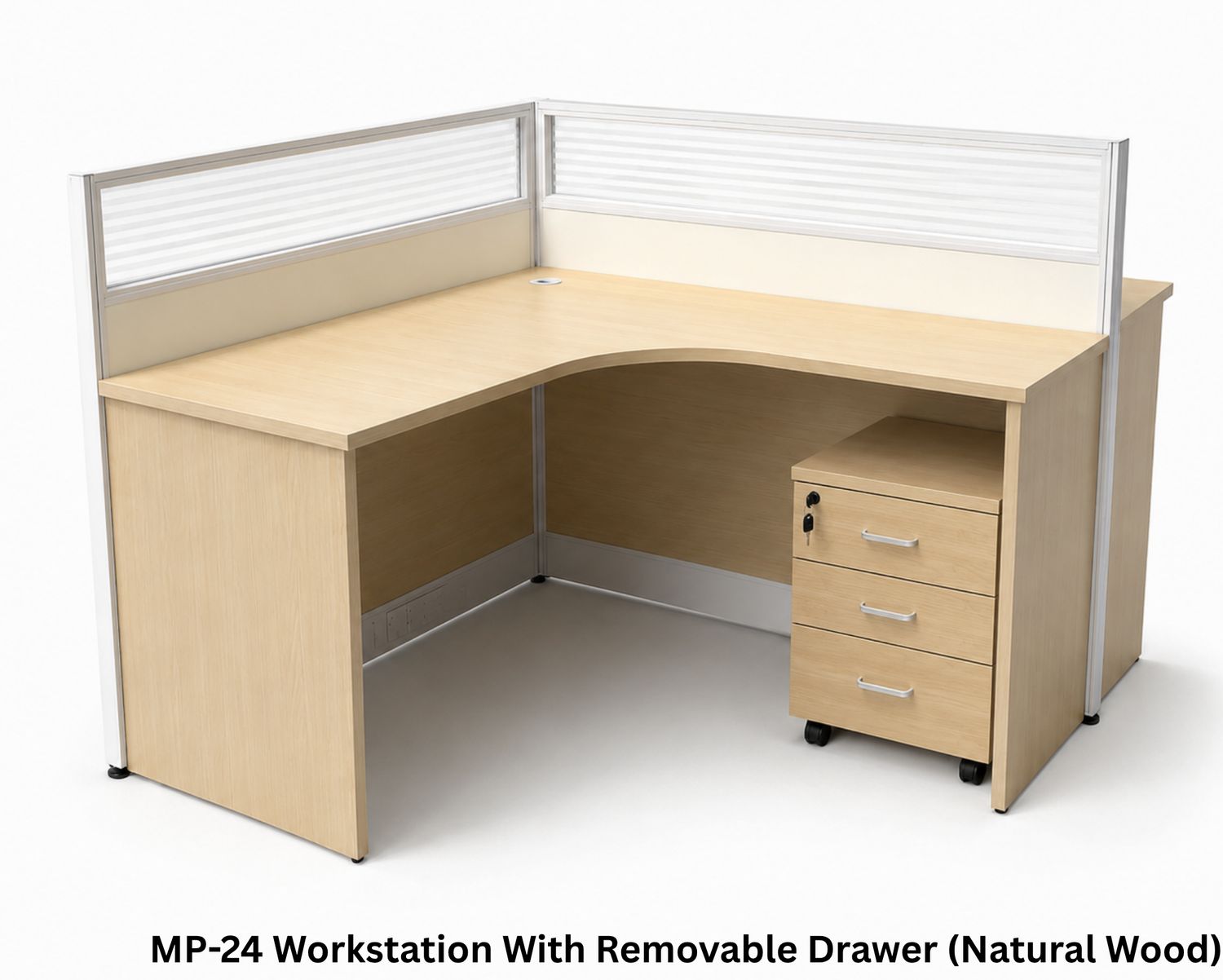 Ofix MP-24 2-Seater Workstation With Removable Drawer (Natural Wood) (Chair is Not Included), Model: MP-24 Workstation With Removable Drawer (Natural Wood)