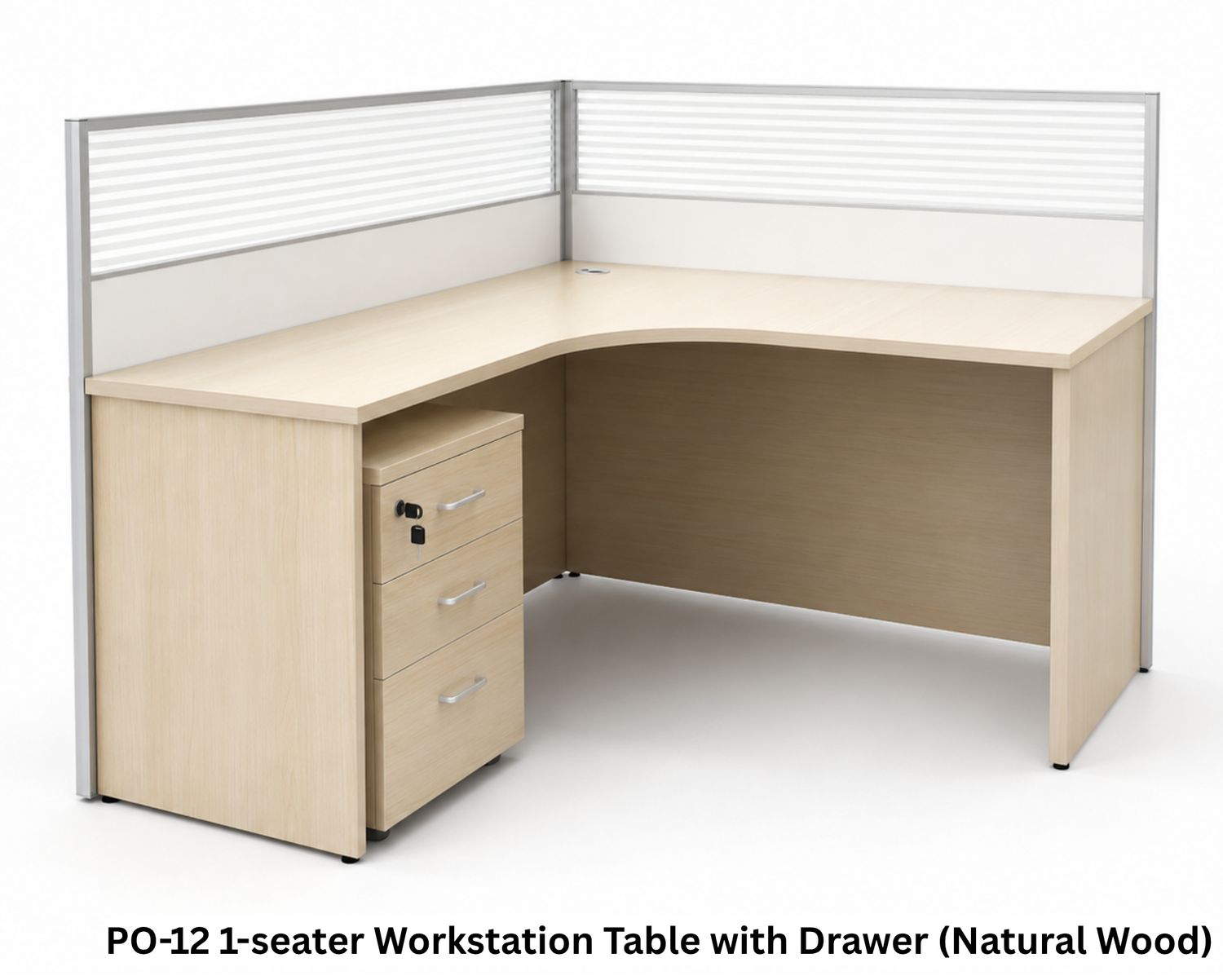 Ofix PO-12 1-seater Workstation Table with Drawer (Natural Wood) (Chair is Not Included), Model: PO-12 1-seater Workstation Table with Drawer (Natural Wood)