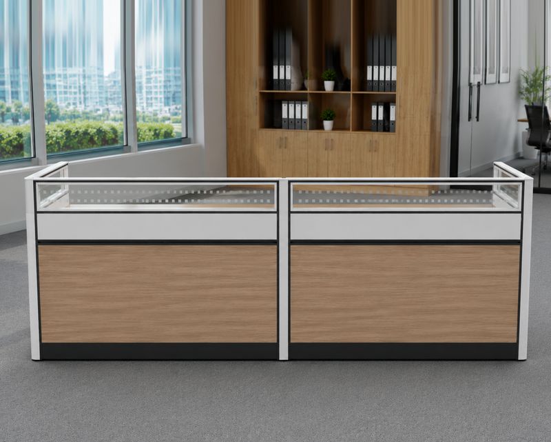Ofix LP-24 2-Seater Workstation Without Removable Drawer (Light Walnut) (Chair is Not Included)