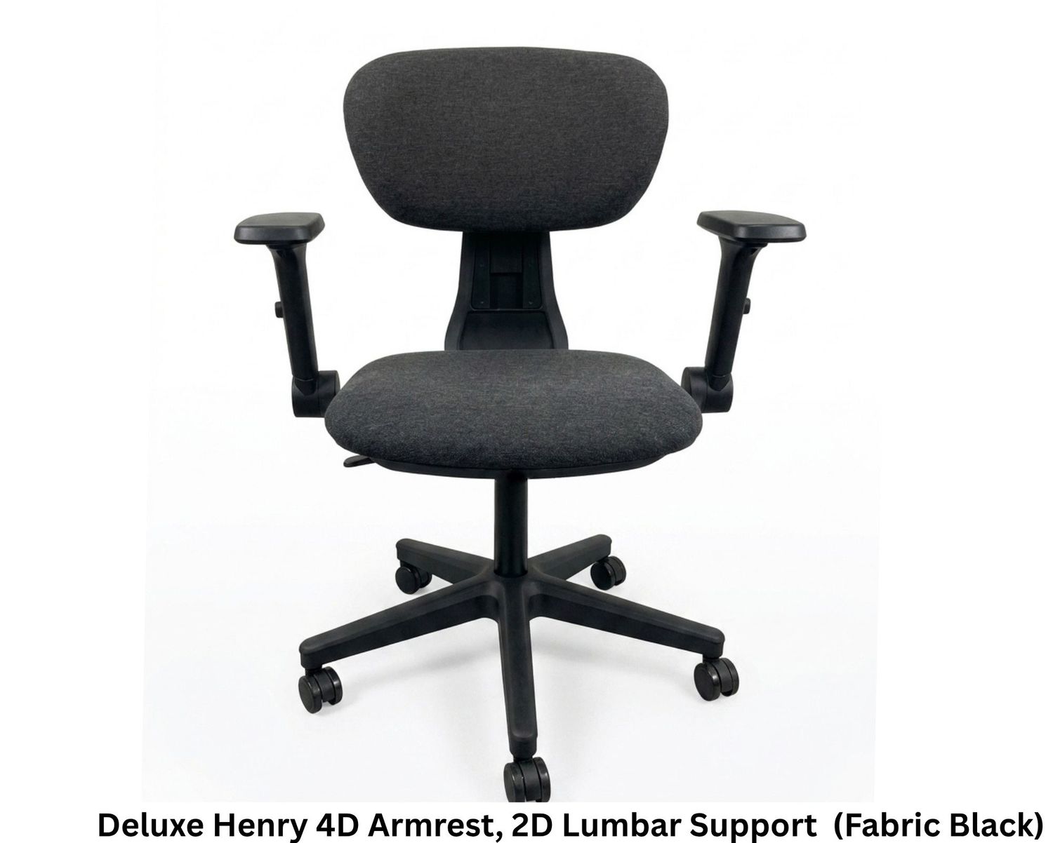 Ofix Deluxe Henry Ergonomic (PU Leather / Fabric) Office Chair (4D Armrest, 2D Lumbar Support) (Black), Model: Deluxe Henry 4D Armrest, 2D Lumbar Support  (Fabric Black)
