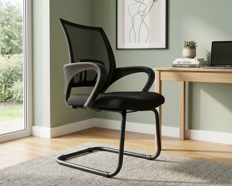 Ofix Deluxe-16W Waiting Chair Mid Back Mesh (Black)