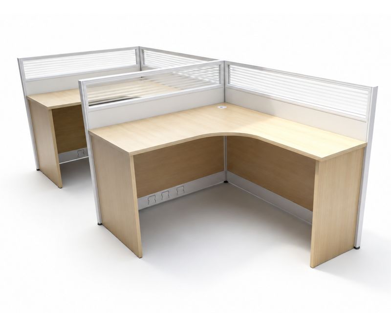 Ofix MP-12 2-Seater Workstation With Removable Drawer (Natural Wood)  (Chair is Not Included)