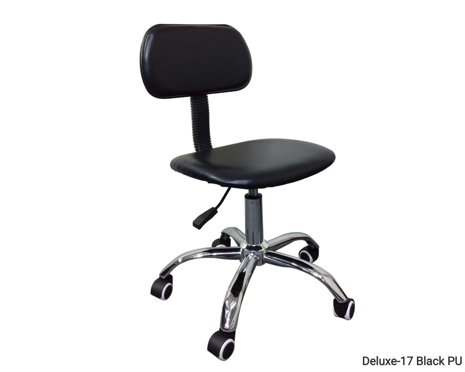 Ofix Deluxe-17 PU Mid Back Chair (Grey, Black), Model: Deluxe-17- Black PU