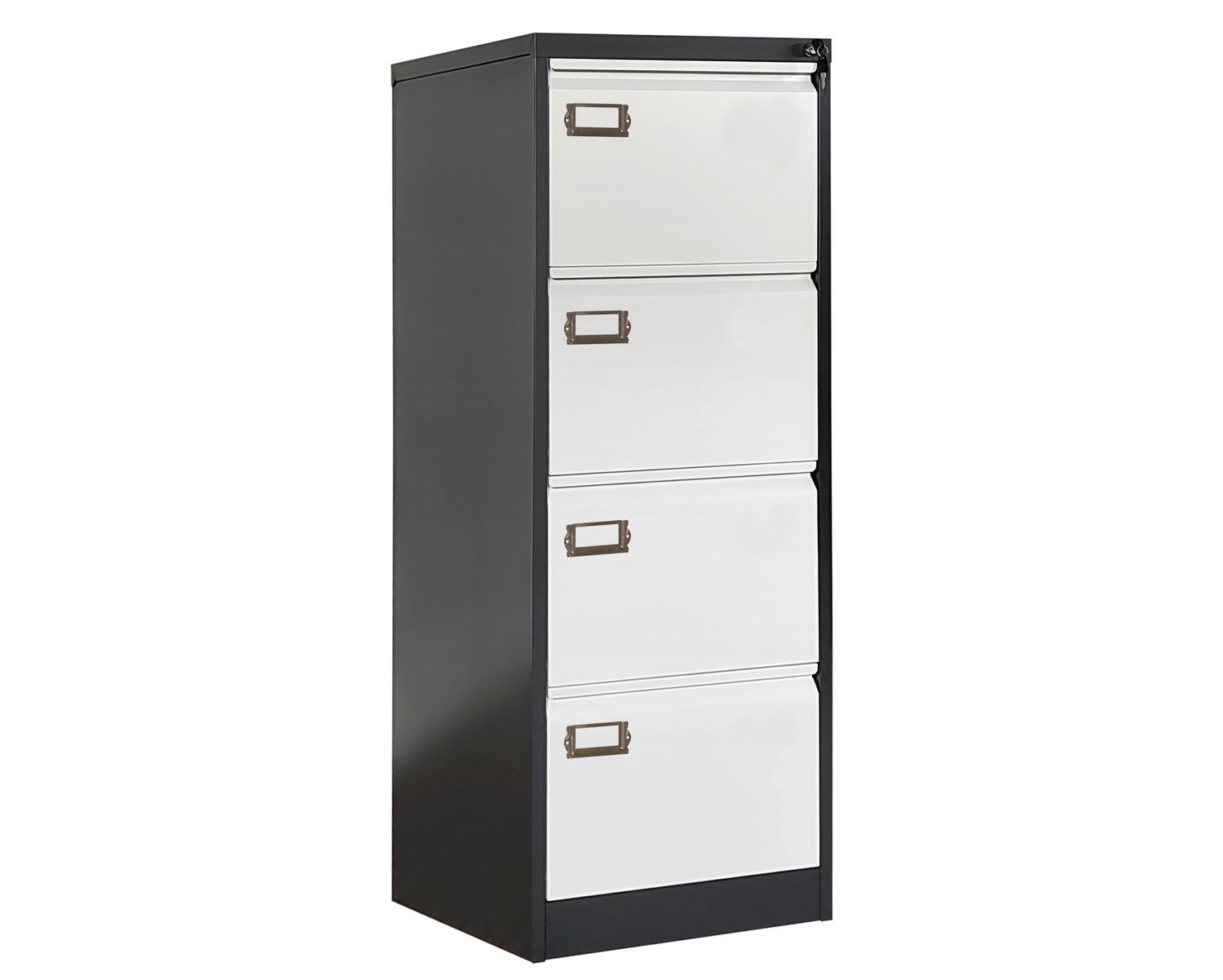 Ofix Vertical 4-Drawer Steel Filing Cabinet (Dark Grey+White)