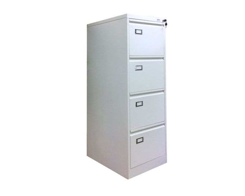 Ofix Vertical 4-Drawer Steel Filing Cabinet (Grey+White, White)
