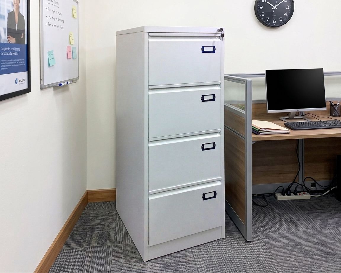 Ofix Vertical 4-Drawer Steel Filing Cabinet (White)