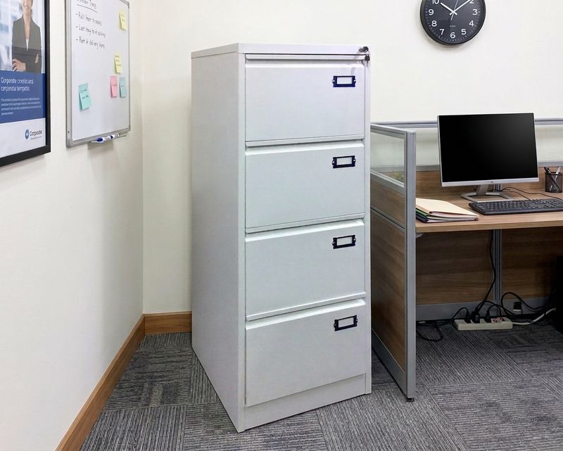 Ofix Vertical 4-Drawer Steel Filing Cabinet (White)
