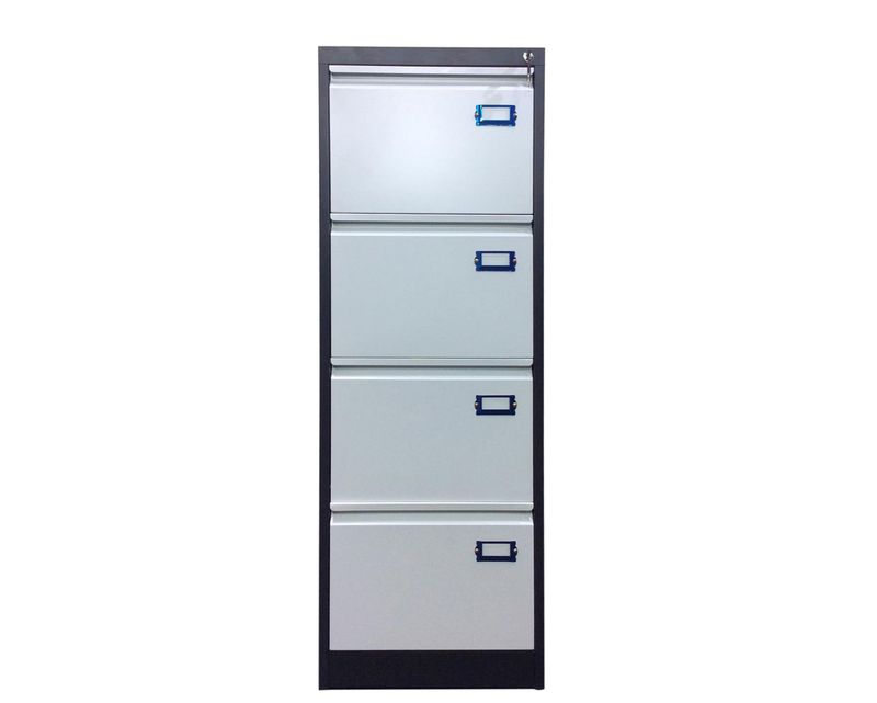 Ofix Vertical 4-Drawer Steel Filing Cabinet (Grey+White)