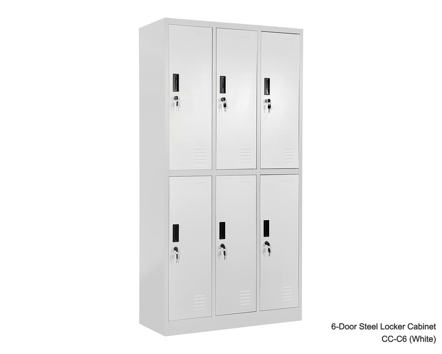 Ofix 6-Door Steel Locker Cabinet (White), Model:: CC-C6 (0.6mm thickness - White)