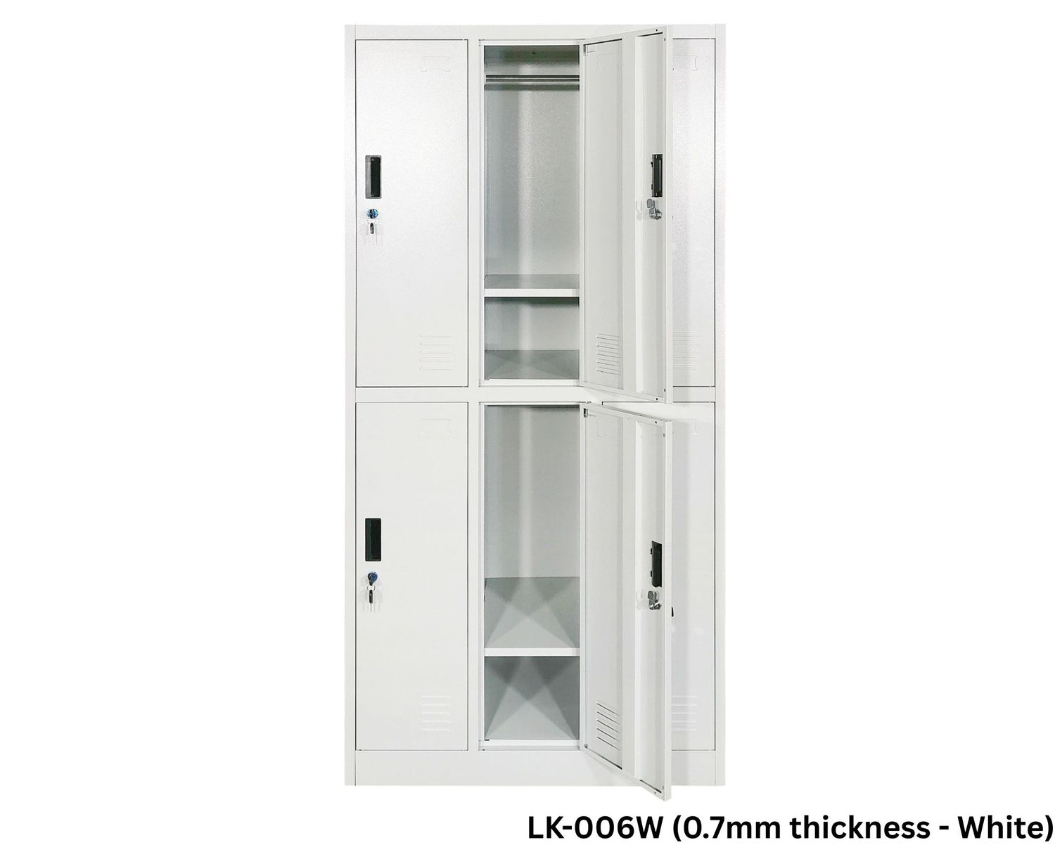 Ofix 6-Door Steel Locker Cabinet (White, Whte+Grey White), Model:: LK-006W (0.7mm thickness - White)