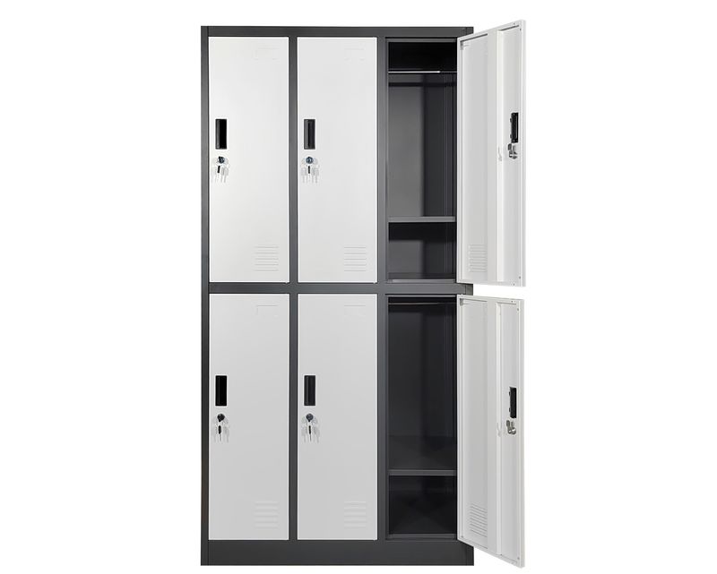 Ofix 6-Door Steel Locker Cabinet (White, Whte+Grey White)