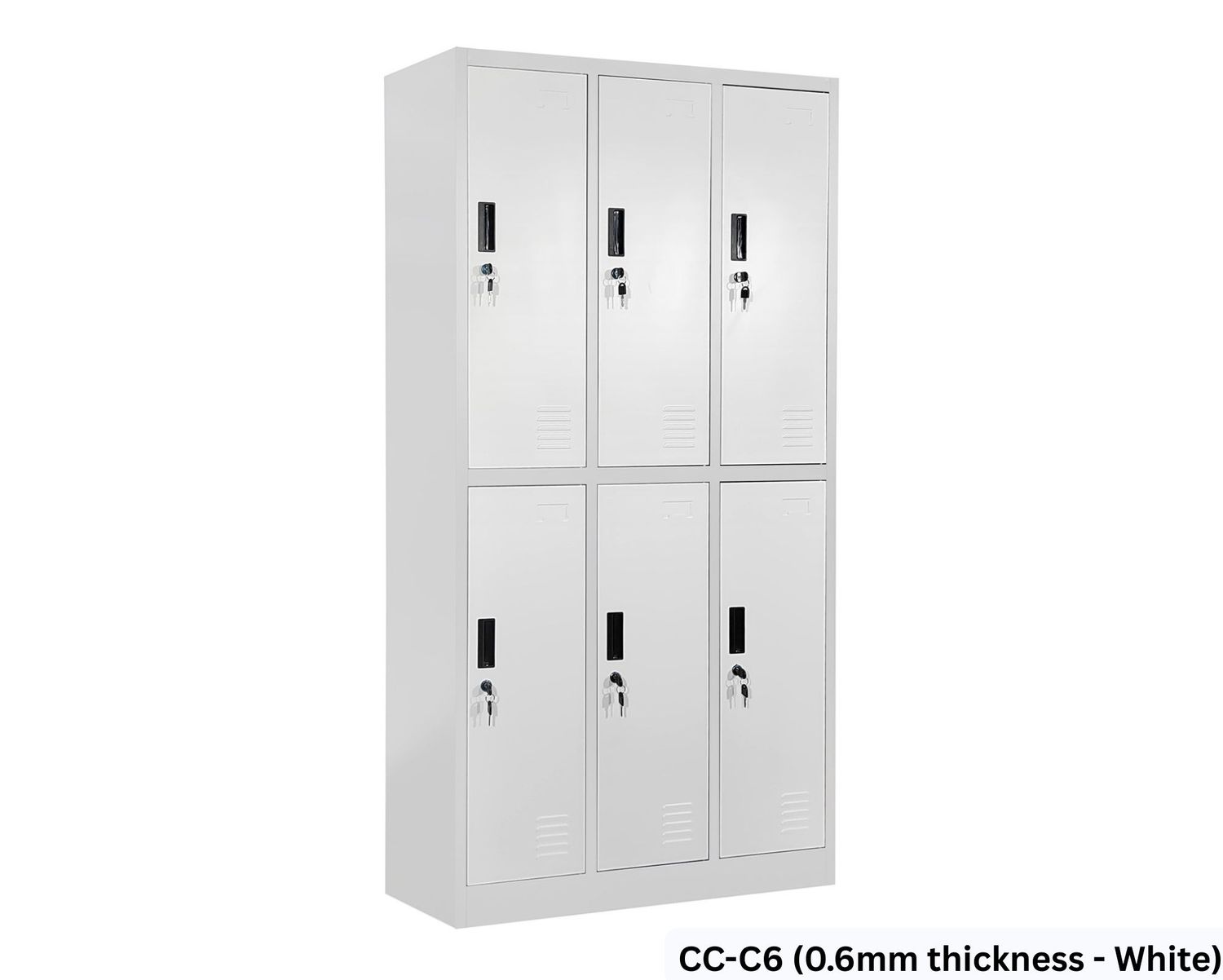 Ofix 6-Door Steel Locker Cabinet (Whte+Dark Grey, Grey+White, White), Model:: CC-C6 (0.6mm thickness - White) (SOLD OUT, PRE-ORDER FOR EARLY JUNE)