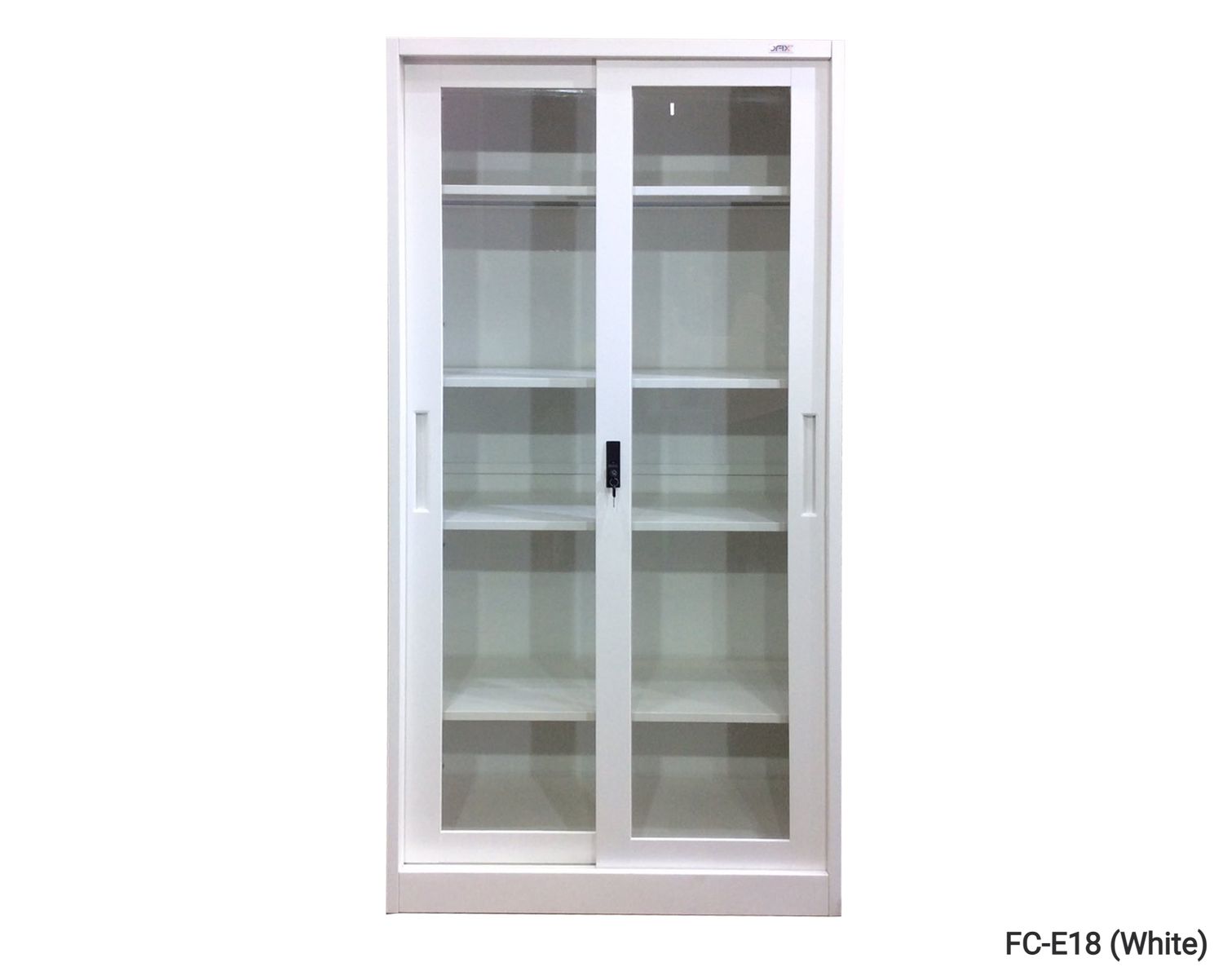 Ofix 5-Layer Glass Sliding Door Steel Cabinet (Grey+White, White), Color: FC-E18 (White)