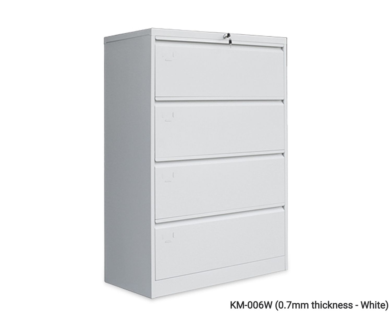 Ofix Lateral 4-Drawer Steel Filing Cabinet (White, Dark Grey+White), Model:: KM-006W (0.7mm thickness - White)