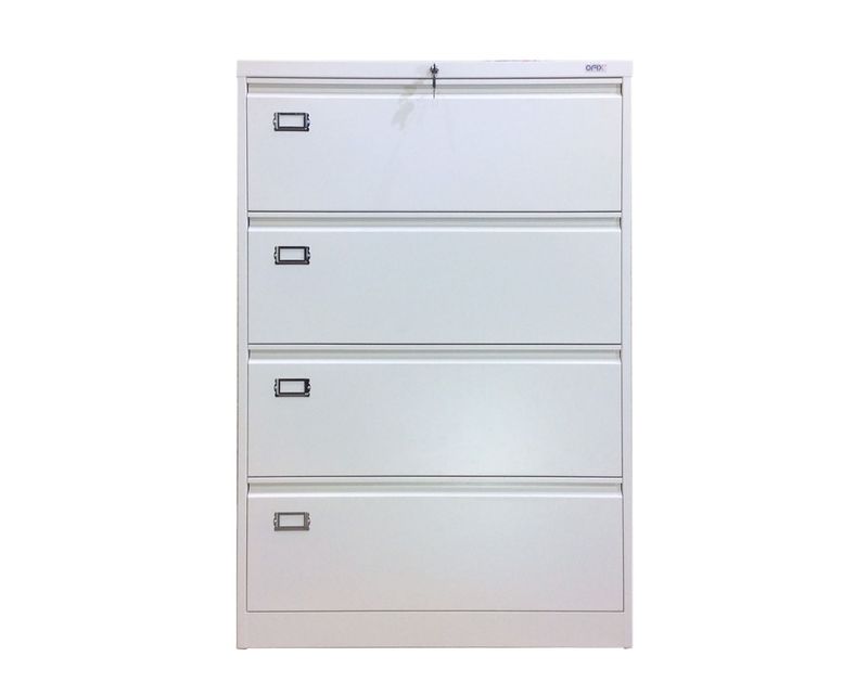 Ofix Lateral 4-Drawer Steel Filing Cabinet (White)