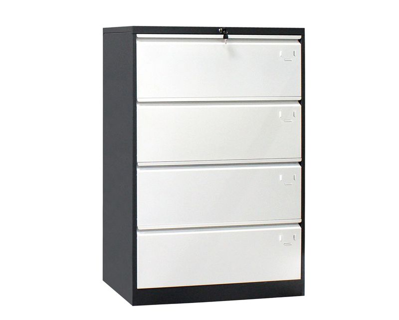 Ofix Lateral 4-Drawer Steel Filing Cabinet (Grey+White)