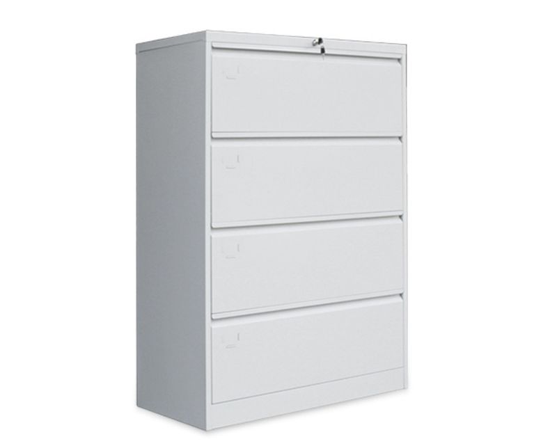 Ofix Lateral 4-Drawer Steel Filing Cabinet (White, Grey+White)