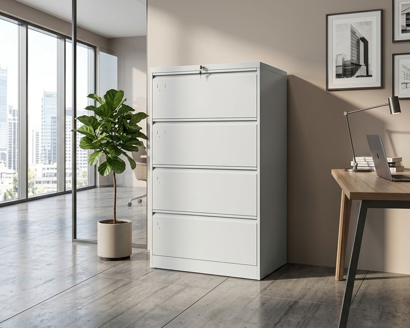 Ofix Lateral 4-Drawer Steel Filing Cabinet (White)