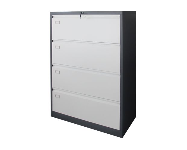 Ofix Lateral 4-Drawer Steel Filing Cabinet (White, Grey+White)