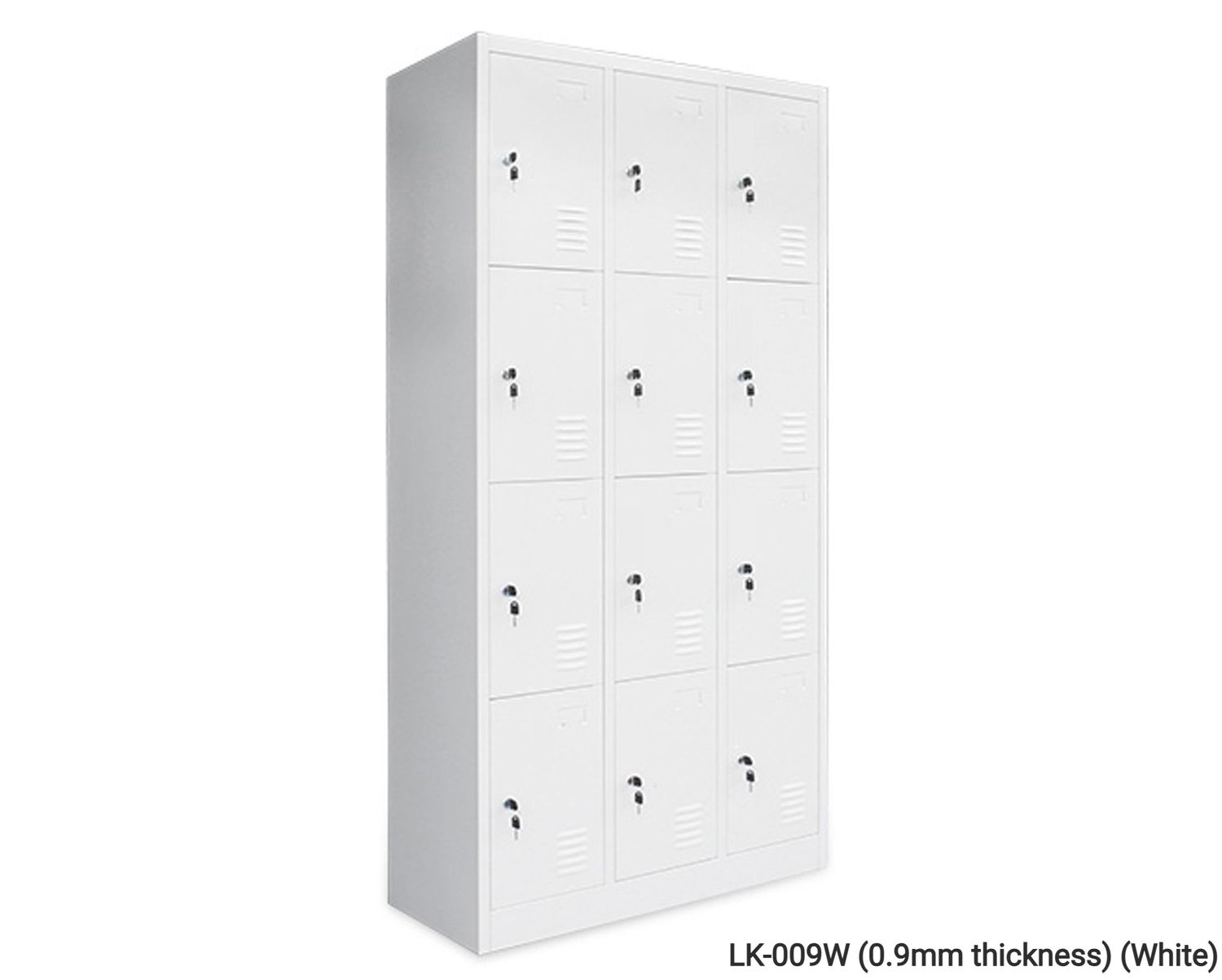Ofix 12-Door Steel Locker Cabinet (White, Dark Grey+White), Model: LK-009W (0.9mm thickness) (White)