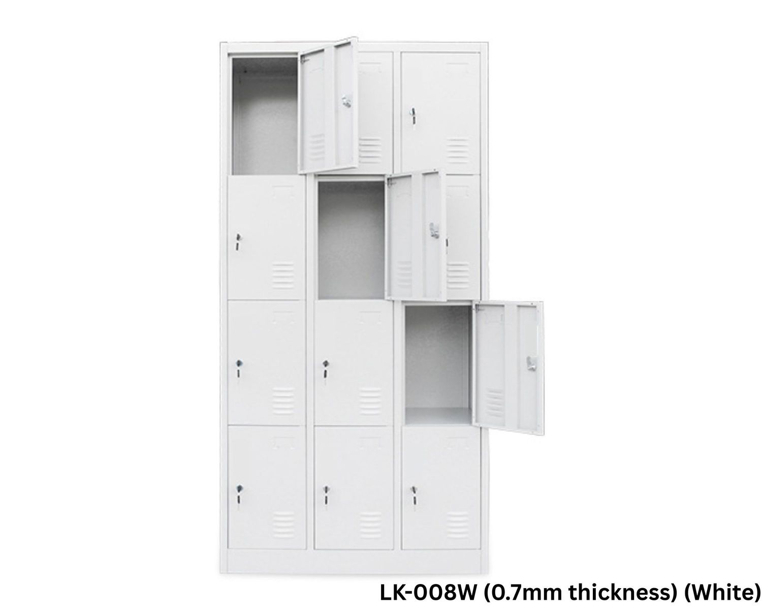 Ofix 12-Door Steel Locker Cabinet (White), Model: LK-008W (0.7mm thickness) (White)