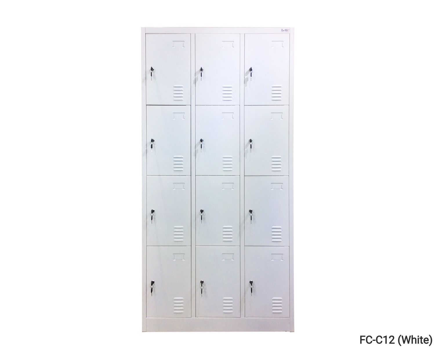Ofix 12-Door Steel Locker Cabinet (White, Grey+White), Model: FC-C12 (White)