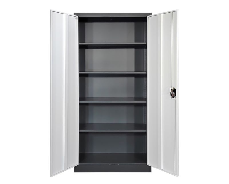 Ofix 5-Layer Shelves Metal Swing Door Steel Cabinet (Dark Grey+White)