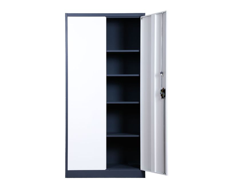 Ofix 5-Layer Shelves Metal Swing Door Steel Cabinet (White, Grey+White)