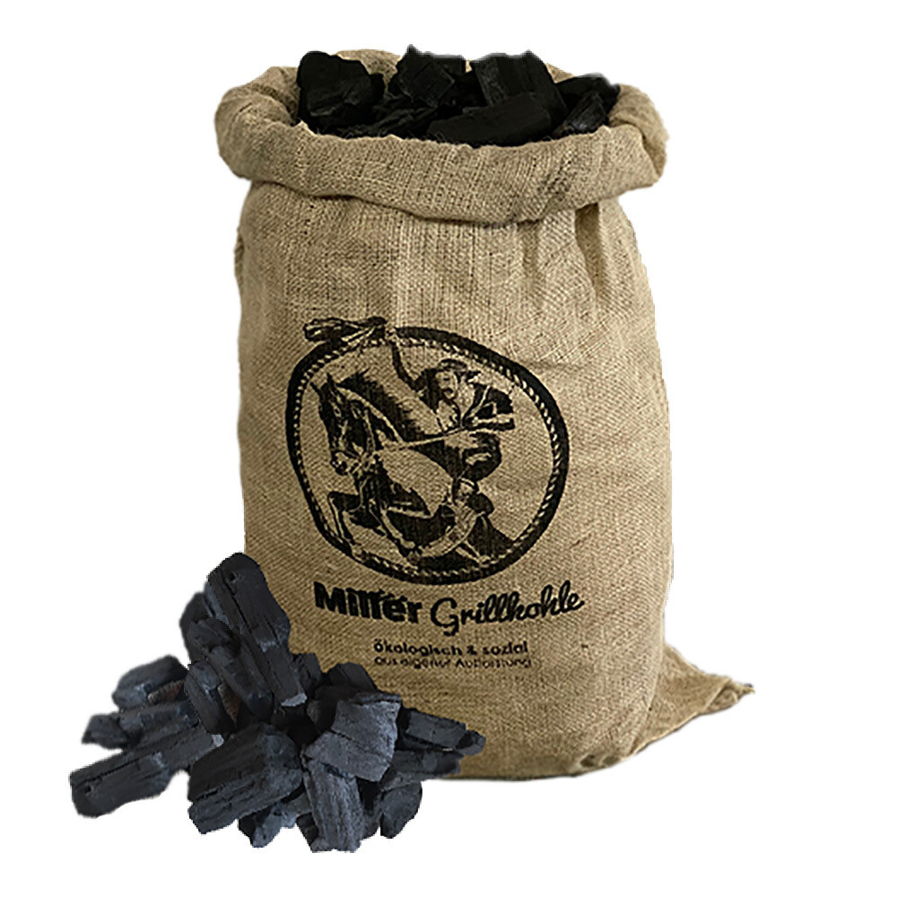 Miller Grillkohle 10 kg im Jutesack | Holzkohle | 100% nachhaltig