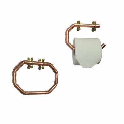 copper bathroom accessories set (shaped)