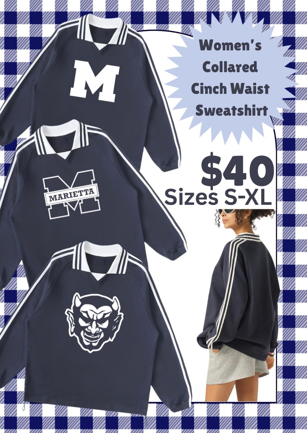 Marietta Collared Cinch Waist Sweatshirt