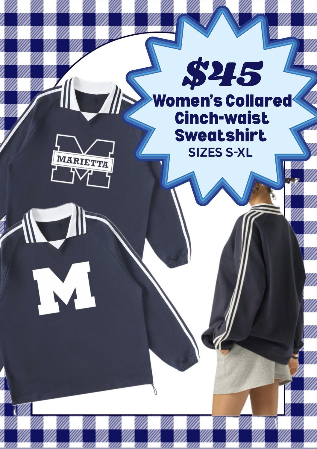 Marietta Collared Cinch Waist Sweatshirt