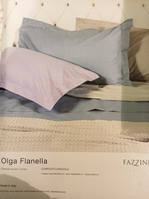 COMPLETO LENZUOLA  2 PIAZZE FLANELLA OLGA FAZZINI