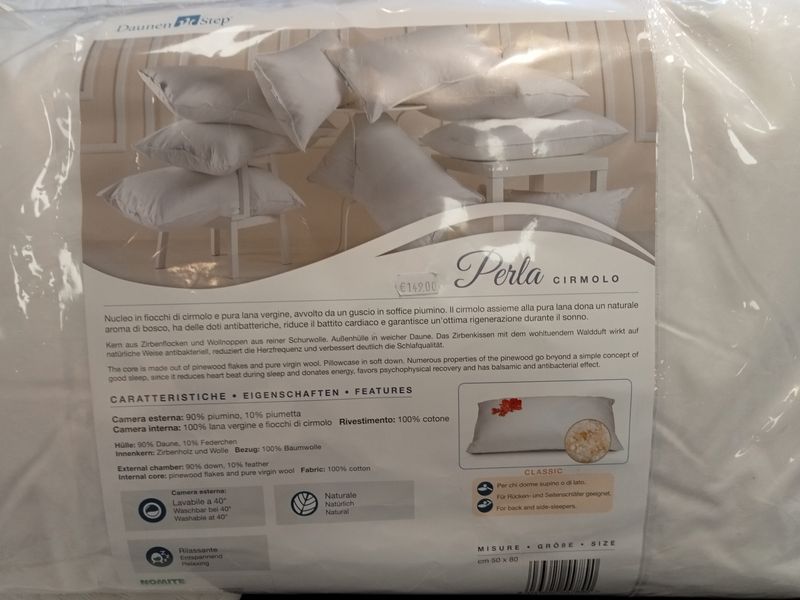 Cuscino in piuma d'oca e cirmolo Perla Cirmolo Daunen Step art. 22338