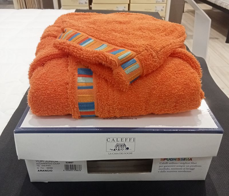 Accappatoio bambino Yupi Junior 4-6 anni Arancio. Art. 32887 Caleffi