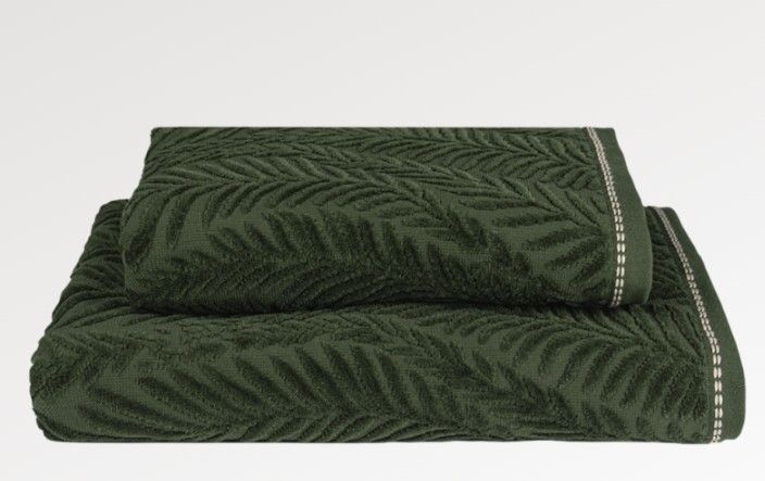 Coppia asciugamani spugna Felci Fazzini Atelier, var. 33 verde bosco. 8302174538290