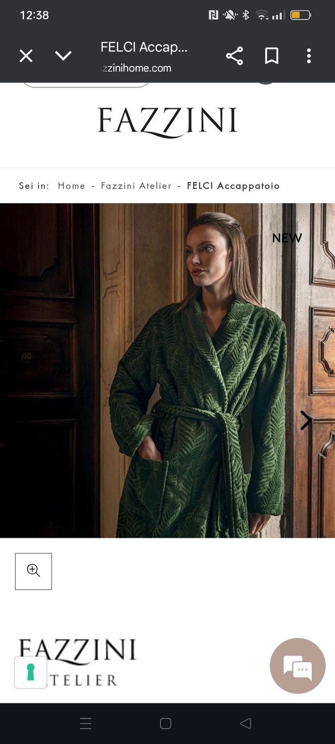 Accappatoio Felci Fazzini Atelier, mis. L, var. 33 verde bosco. 8302174538412