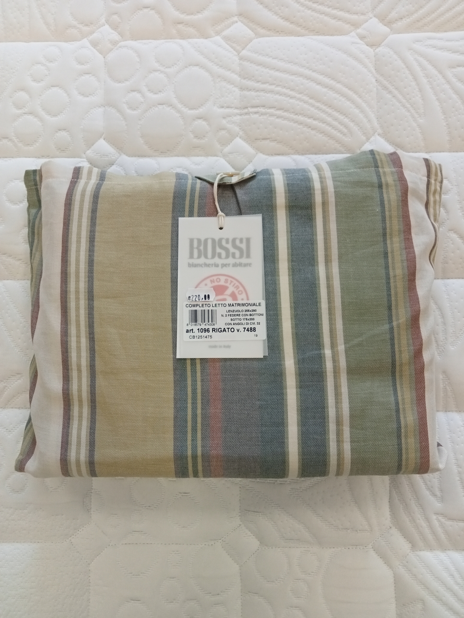Completo lenzuola matrimoniale Rigato Bossi art. 1096 var. 7488. CB1251475