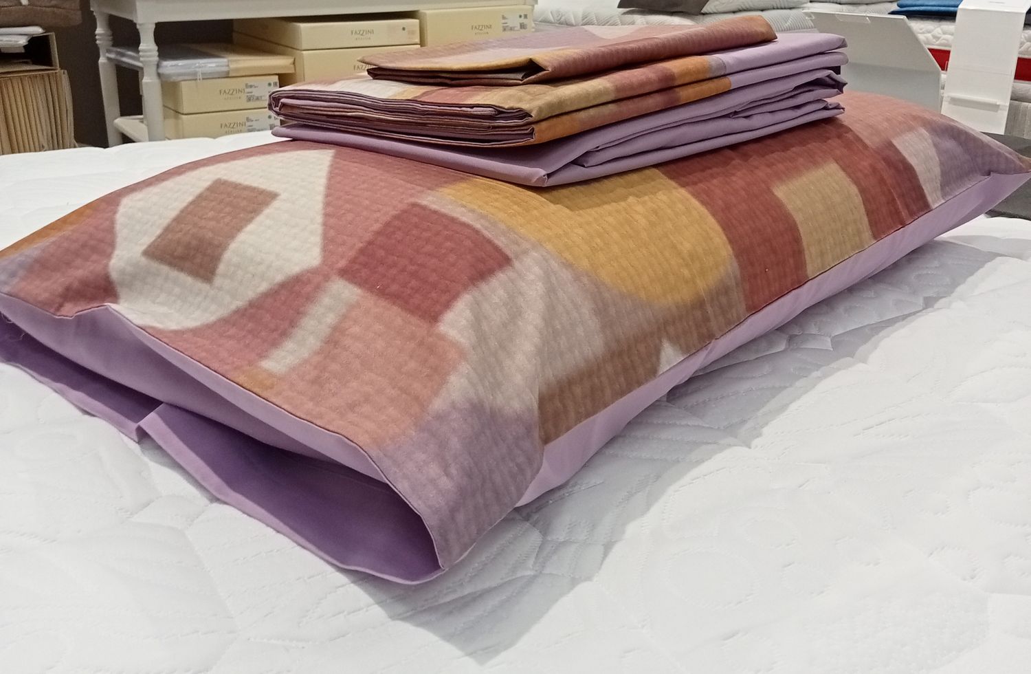 Completo lenzuola matrimoniale Opale Fazzini var. 1 malva/zucca 797/25