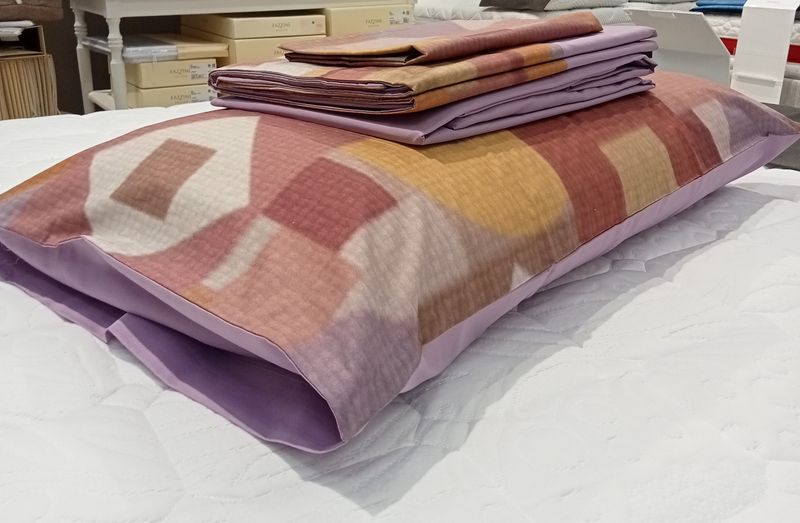 Completo lenzuola matrimoniale Opale Fazzini var. 1 malva/zucca 797/25