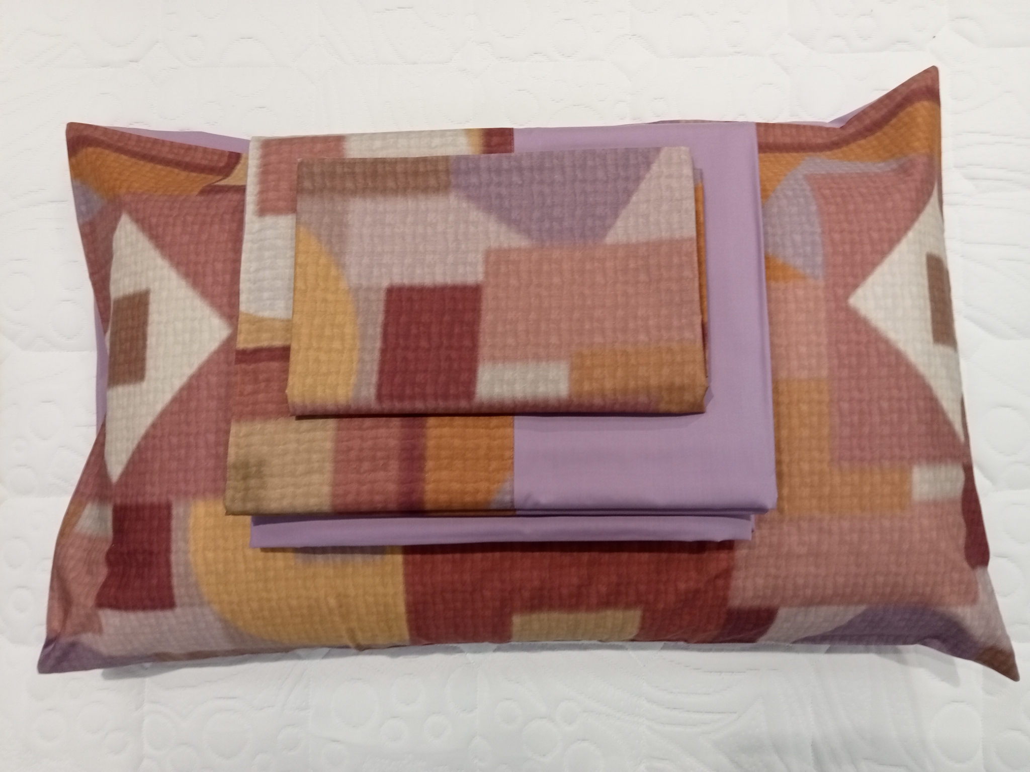 Completo lenzuola matrimoniale Opale Fazzini var. 1 malva/zucca 797/25