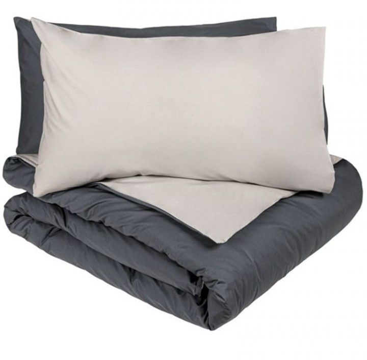 Parure copripiumino matrimoniale Dialogo Fazzini var. 7 Grigio betulla/piombo. 370/24