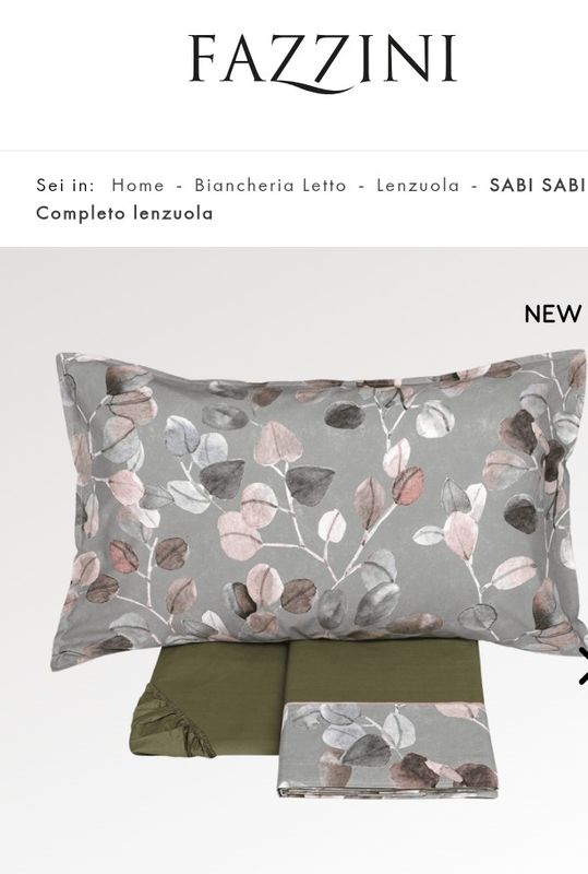 Completo lenzuola matrimoniale Sabi Sabi Fazzini var. 3 grigio-verde  1247/25