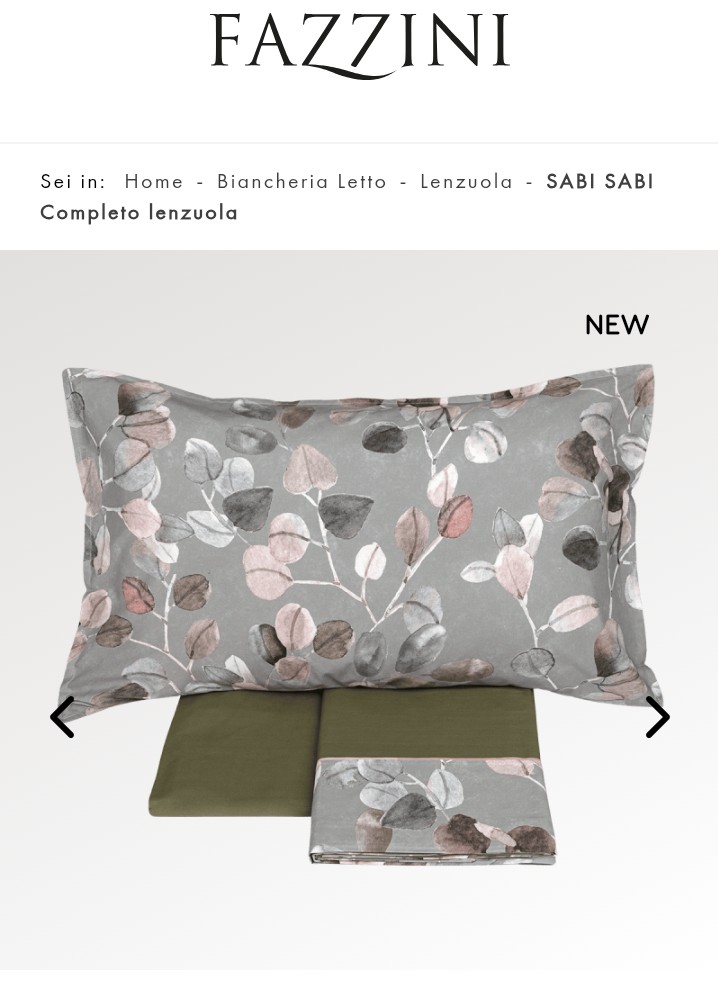 Completo lenzuola matrimoniale Sabi Sabi Fazzini var. 3 grigio-verde  1247/25