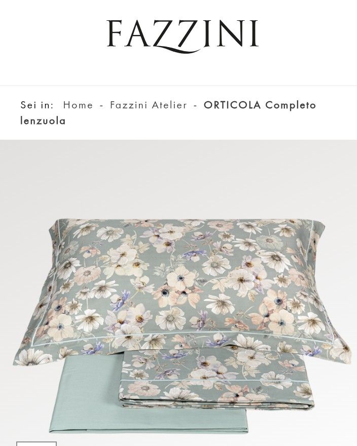 Completo lenzuola matrimoniale Orticola Fazzini Atelier var. 3 celadon 1985/24