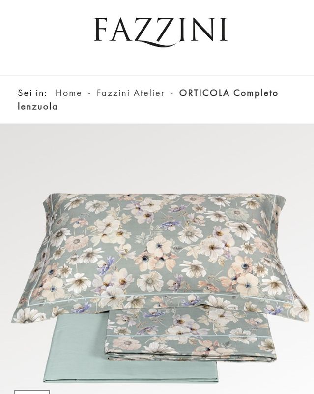 Completo lenzuola matrimoniale Orticola Fazzini Atelier var. 3 celadon 1985/24